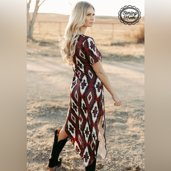 Sterling Creek NEW Boutique Western Rebel Maxi Dress Aztec Rust Western S - 3X - Picture 2 of 5